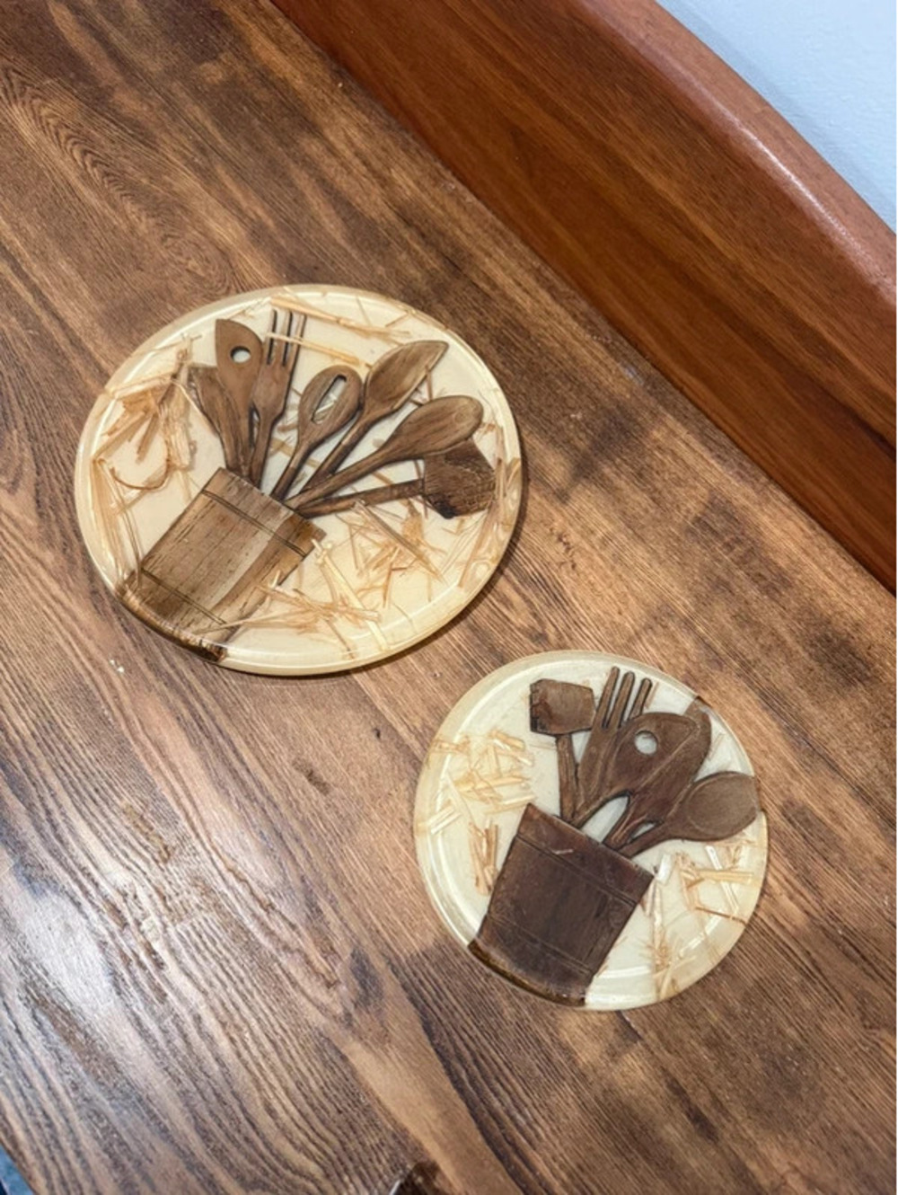 Vintage 1970s Colorflo Lucite Resin Kitchen Trivets – Set of 2